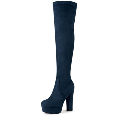 Womens navy blue knee hotsell high boots