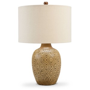 Signature Design by Ashley (Set of 2) Jairgan Table Lamps Brown/Beige: Contemporary Geometric Drum Shade, 3-Way Switch - 1 of 4