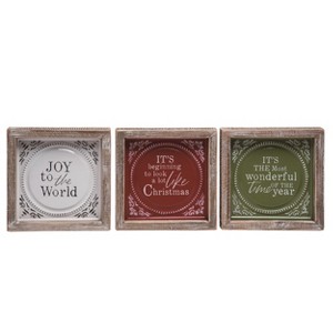 Transpac Tin Lyric Block Decor Set of 3 Freestanding Multicolored Tabletop Signs for Home Decoration and Gifts - 1 of 1