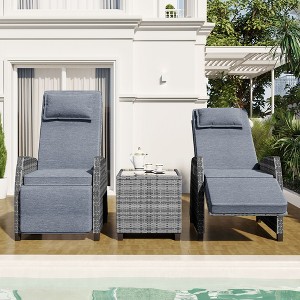 Outdoor Rattan Two-person Combination With Coffee Table, Adjustable, Suitable For Courtyard, Swimming Pool, Balcony - 1 of 4