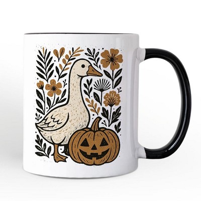 Boho Goose Halloween Pumpkin Mug, Spooky Fall Floral Gift (Non-Custom Only)| OrnamentallyYou