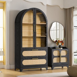 SEVOBAL Utility Storage Cabinets Arched Organizer With 2 Doors For Living Room, Bedroom, Kitchen, 2 Drawers, Black, 15.7"*35.0"*72.8" - 1 of 4