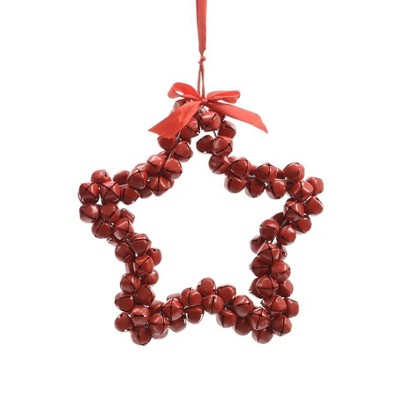 Kaemingk 14" Red Star Shaped Jingle Bell Wreath Christmas Ornament