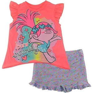 Dreamworks Trolls Toddler Girl's Short Sleeve 2-Piece Short Set - 1 of 3