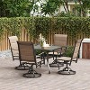 VisioGear Patio Accent Table Sets, 5-Piece Outdoor Table and Chairs Set, Patio Table with Umbrella Hole for Backyard, Brown, 21.7"*21.7"*40.2" - 3 of 4