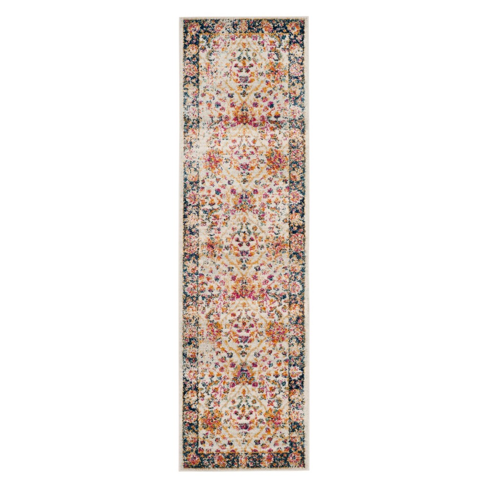  Floral Loomed Runner Cream/Navy