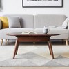 Sapphtopaz Coffee Table Modern Home Decor Living Room Furniture Oval Wood Coffee Table Dining Table with Drawers for Home Small Space - 4 of 4