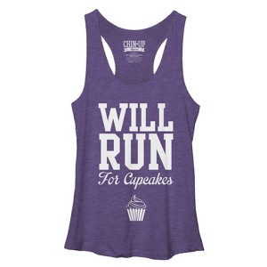 Women's CHIN UP Will Run for Cupcakes Racerback Tank Top - 1 of 3