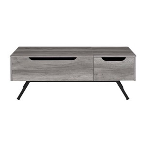 Acme Furniture 48" Throm Coffee Table Gray Oak Finish: Wood Frame, Veneer Top, Splayed Legs, Drawer Storage - 1 of 4