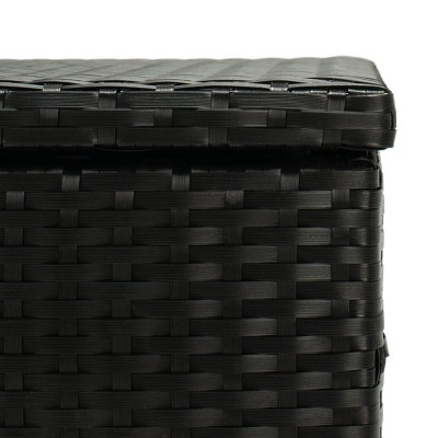 Safavieh Black Wicker Outdoor Deck Box with Wheels