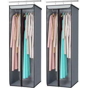 2 Pack 54" Premium Hanging Garment Bags, Clear Window Closet Organizers for Suits, Coats & Dresses - 1 of 4