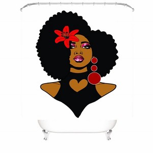 Woman Wearing Red Earrings Shower Curtains for Bathroom Waterproof Fabric Bath Curtain Durable Soft Stylish Bathroom Decor 72x72 Inch - 1 of 1