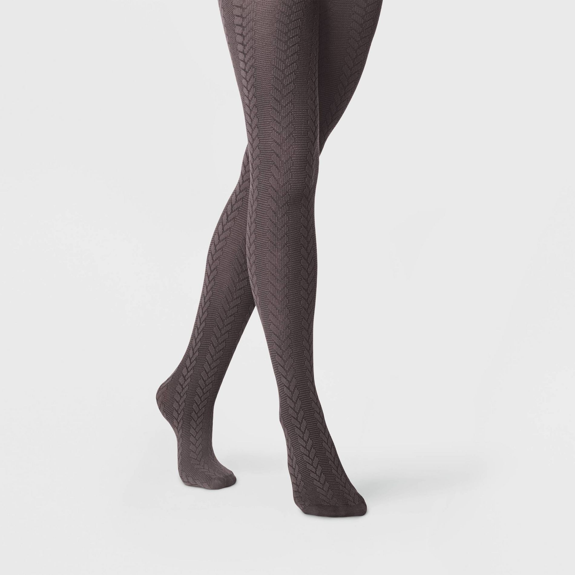 Women's Braided Cable Sweater Tights - A New Day™ Charcoal/Black