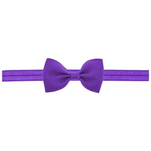 MyKids-Usa Newborn Baby 2 pcs. Small Size Bow Patched Pattern Solid Color Elastic Headband - 1 of 4