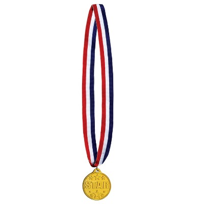 Beistle Star Medal w/Ribbon, 30" w/2" Medal, (6/Pkg) Multicolored