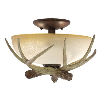 Vaxcel Lodge 2 - Light Semi-Flush Mount in  Weathered Patina