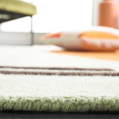 Ivory and Orange Hand-Tufted Wool Abstract Area Rug