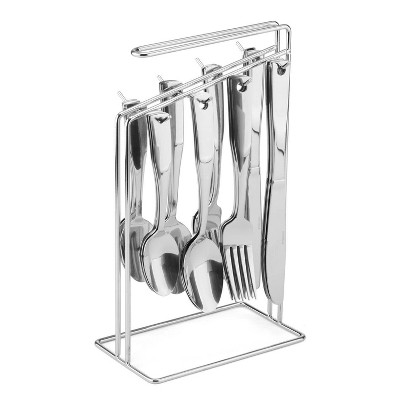 International 24pc Piccadily Flatware Set with Caddy: 18/0 Stainless Steel, Dishwasher-Safe, Service for 6, Traditional Style
