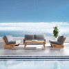 Spatial Balance Indoor Outdoor Set Ribbed Wood Coffee Table & Matching Fabric Seating Group - 3 of 4