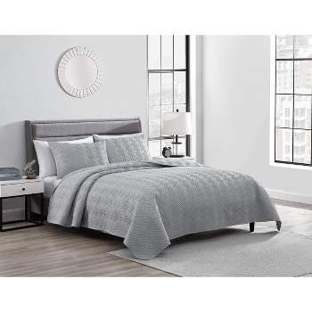 Kate Aurora Basic Bedding Cable Embossed 3 Piece Quilt & Pillow Shams/Coverlet Set