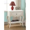 Gulches Pearl White 1-Drawer Nightstand with Open Shelf, Scalloped Apron & Rose Inlay, Sturdy Wooden Glide Construction - 3 of 4