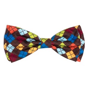 The Worthy Dog Autumn Argyle Bow Tie Adjustable Collar Attachment Accessory - 1 of 1