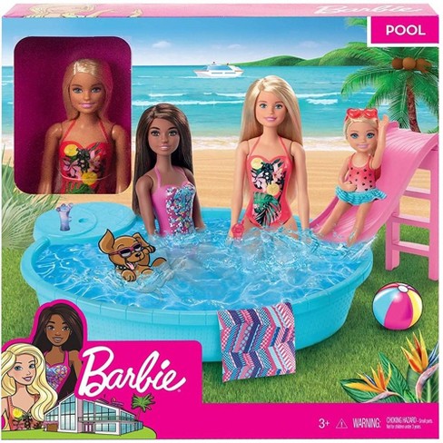 barbie Doll Pool Playset With Slide And Accessories : Target