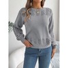 Clearlove Women's Artisan Lace-Knit Balloon Sleeve Sweater Textured Relaxed Silhouette for Layered Comfort - 3 of 4