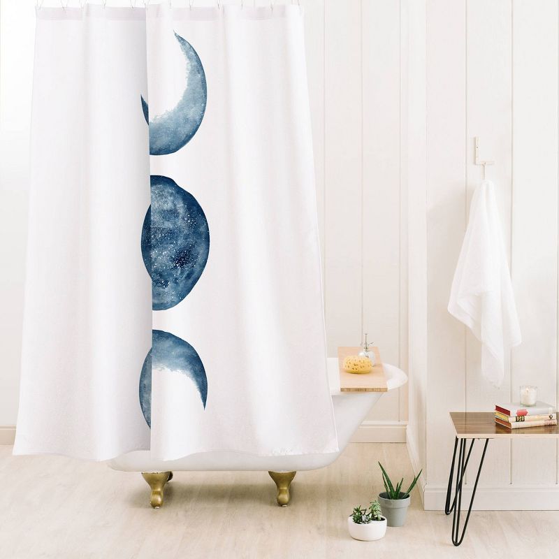 Kris Kivu Blue Moon Phases Watercolor Shower Curtain Blue - Deny Designs, 3 of 4