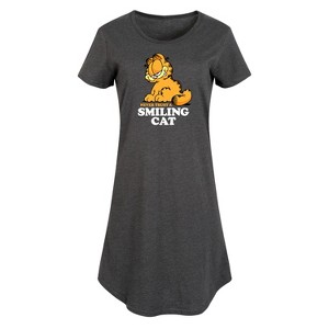 Women's Garfield Never Trust Smiling Cat Graphic T-shirt Dress - Heather Charcoal - 4X - 1 of 4