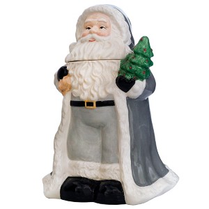 AuldHome Design Santa Christmas Cookie Jar; Ceramic Holiday Treats Santa Claus Canister - 1 of 4