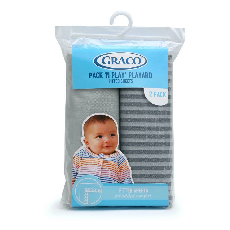 Graco Fitted Playard Sheets - Stripes 2pk, 2 of 3