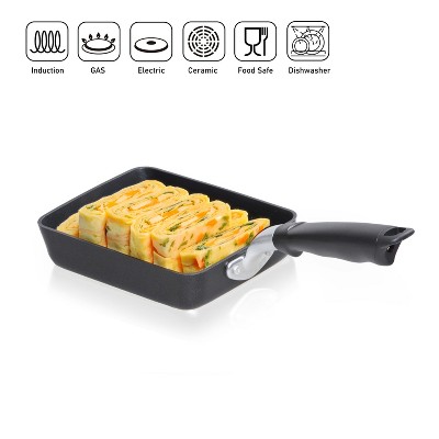 Medium Black Nonstick Aluminum Japanese Omelette Pan