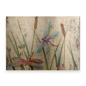 Trademark Fine Art-Jade Reynolds 'Dancing Dragonflies I' Floating Brushed Aluminum Art - 1 of 3