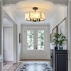 PAKOKULA 17.71 in. 4-Light Black Semi-Flush Mount Ceiling Light with White Marble Shades - 3 of 4