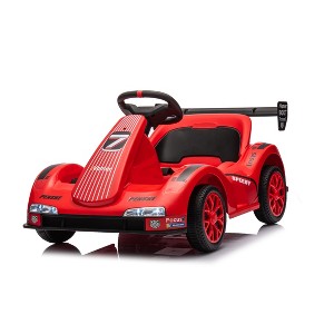6V Electric Racer Go Kart for Kids - 2.4G Remote Control & Pedal Operation | 2MPH Max Speed with Safety Belt, Music & USB - 1 of 1