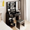 Vanity Table With Cushioned Stool, Drawer Cabinet, 2 AC + 2 USB Socket, Rectangular Sliding LED Lighted Mirror With Tri-color Brightness Adjustable - 4 of 4