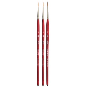 Princeton Velvetouch Round Brush, Synthetic Bristles, Short Handle Mixed Media Paintbrush, Scarlet, Size 1, Pack of 3 - 1 of 4