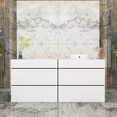 Famapy White Modern Reception Desk Front Counter Desk