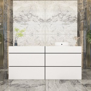 Famapy White Modern Reception Desk Front Counter Desk - 1 of 4