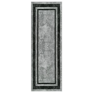 Modern Bordered Kitchen Runner Rugs Soft Carpet Washable-Runners for Hallways Non Slip Bathroom - 1 of 4