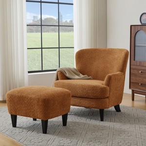 Christopher Knight Home Gerald Contemporary Boucle Upholstered Club Chair and Ottoman Set - 1 of 4