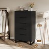 45" Tall Freestanding Elegant Storage Dresser with 5 Ample Drawer Space, Wooden Closet Chest Storage for Living Room, Bedroom, Entryway, Black - 2 of 4