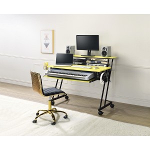 Metal & Synthetic Wood Modern Music Recording Studio Desk with Keyboard Tray - 1 of 4