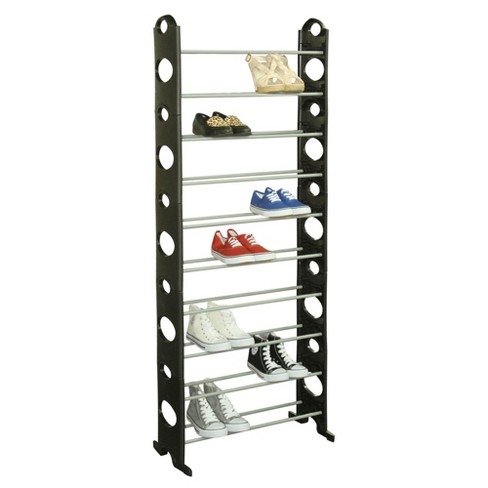 Style Selections 30 Pair Chrome/Black Coated Metal Shoe Rack at