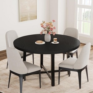 47 in Round Dining Table for 4, Wooden Circle Dinner Table, Heavy Duty Metal Pedestal, Round Pedestal Kitchen Tables for Dining Room - 1 of 4