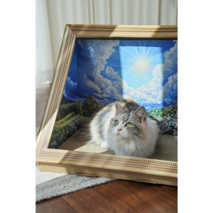 FairyLand™ - Oil Painting Cat Scratcher Bed – Cardboard Cat Scratching Lounge with Artistic Frame Design, Sturdy Corrugated Board, Cat Furniture - 1 of 4
