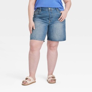 Women's High-Rise 90's Baggy Denim Bermuda Shorts - Universal Thread™ - 1 of 3