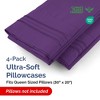 Ultra Soft Solid Pillowcases Set of 4 - Cozy & Breathable 4 Piece Pillow Covers - CGK Linens - 2 of 4