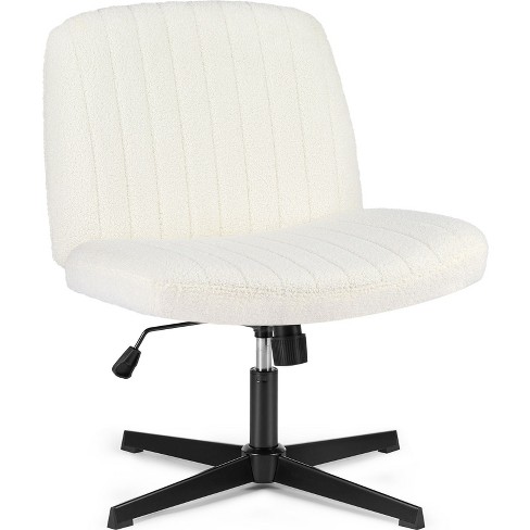 Sweetcrispy Criss Cross - Sedia da scrivania senza maniche, senza ruote, girevole, ampia seduta regolabile in altezza, in tessuto moderno, colore: Beige
